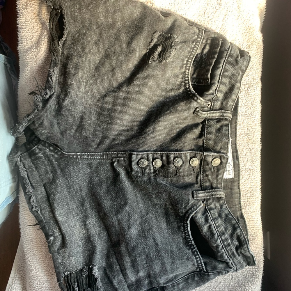 Black jean shorts
